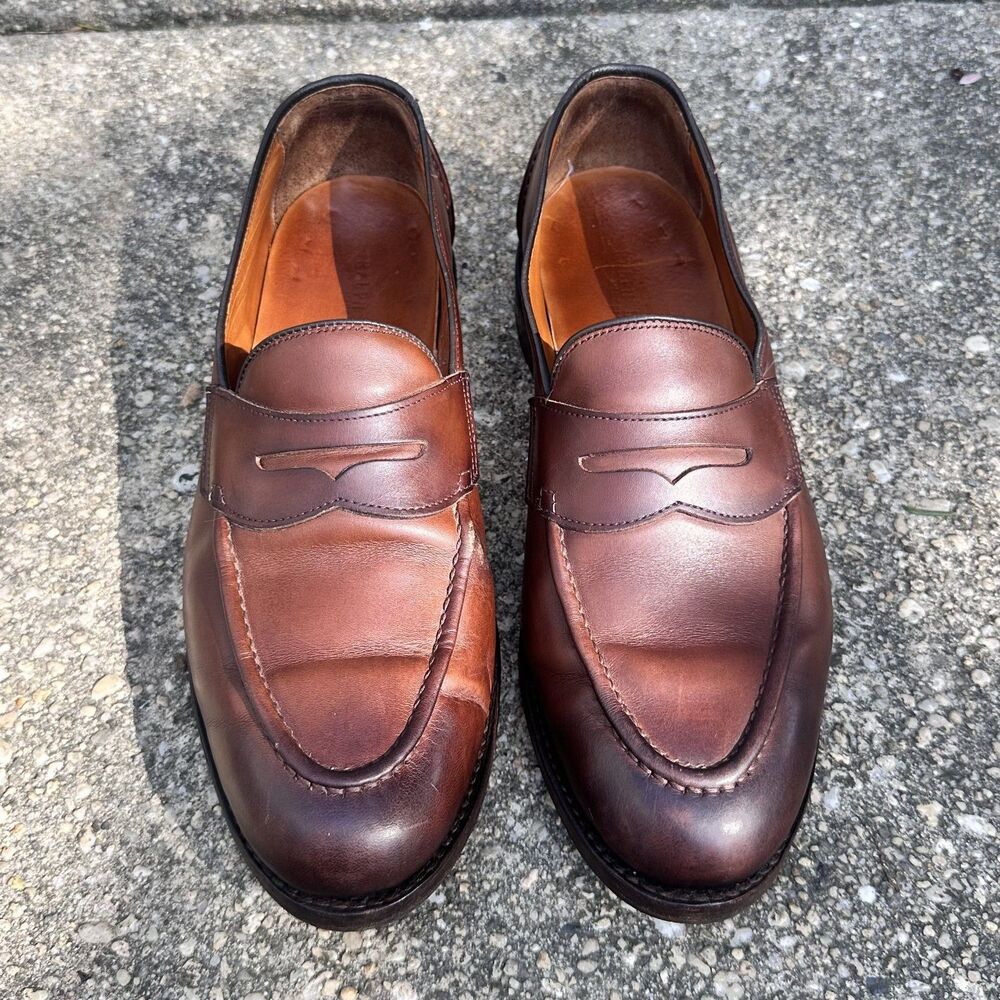 Vtg Ralph Lauren Leather Singleton Penny Loafers USA Mens Size 10D Resoled READ
